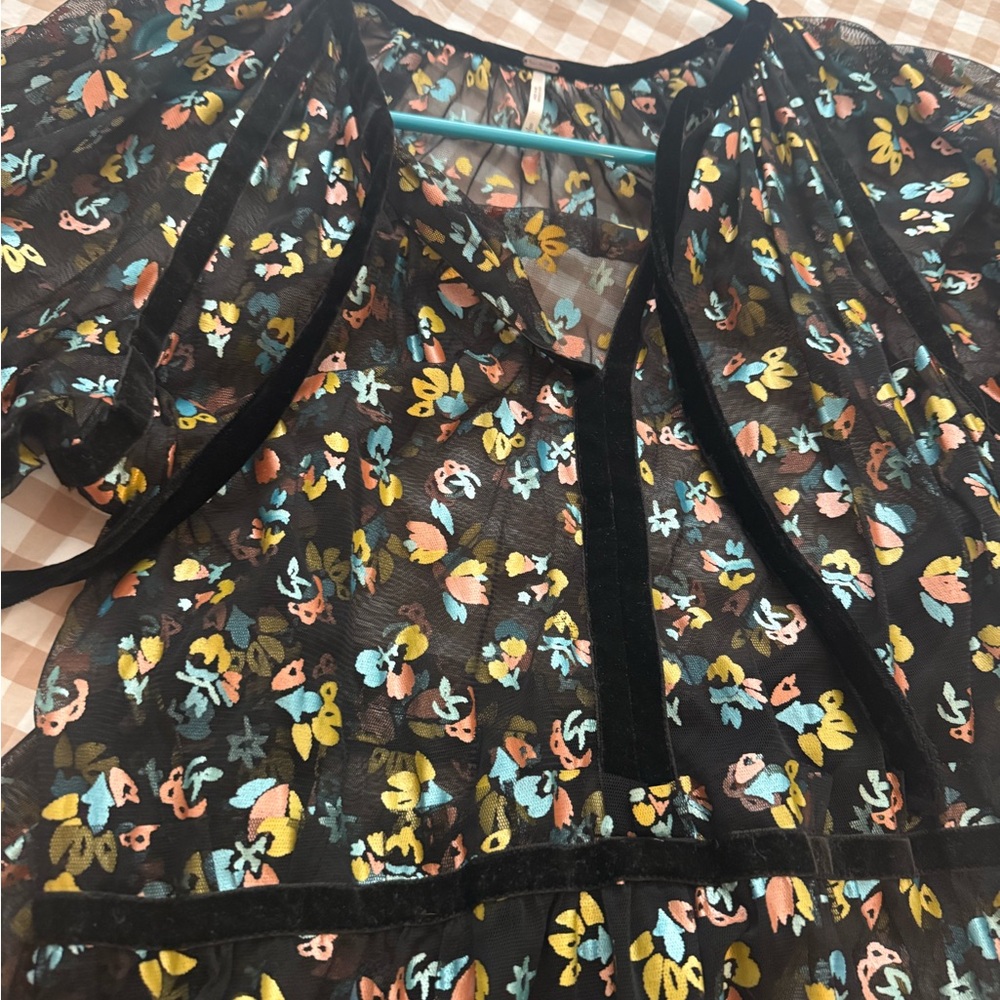 Free People Practical Magic Floral Print Mesh Dress Size S - Picture 4 of 5